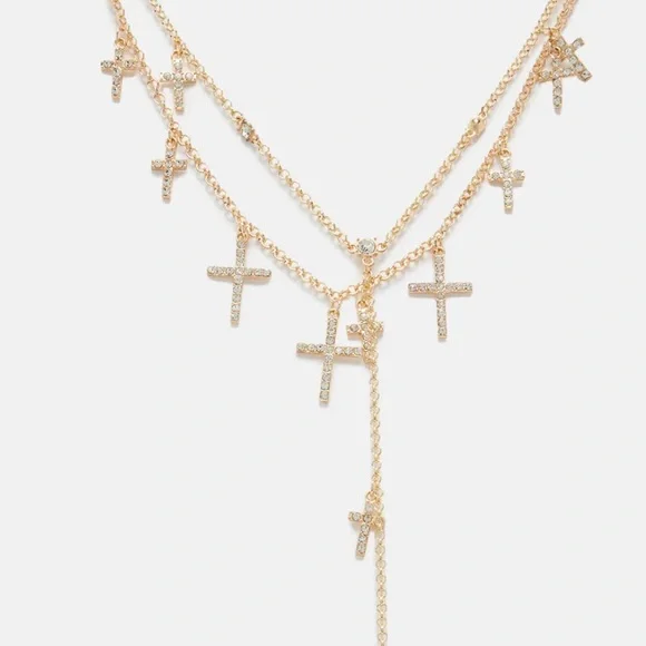 •Don’t Cross Me• Gold Lariat Style Double Necklace - Picture 3 of 3